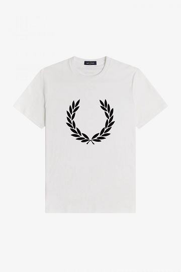 Fred Perry Flock Laurel Wreath Miesten T Paidat Valkoinen | FI 1386ILHS